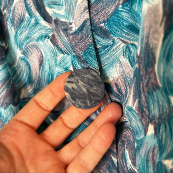 Vintage 60s Cropped Satin Jacket Psychedelic Pattern Sailor Collar 3/4 Sleeve M - Picture 6 of 16